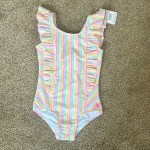 New with tags Rufflebutts size 6 rainbow swimsuit.